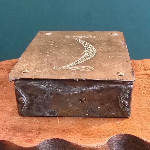 Antique German Brass Stamp Box Marked Ges Gesch 3.25"x2.5"x1" - Picture 3 of 8